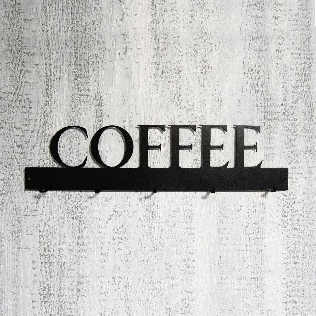 "COFFEE" Wall Mounted Mug Rack