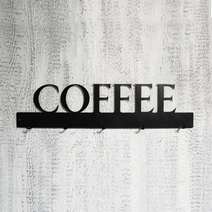 "COFFEE" Wall Mounted Mug Rack