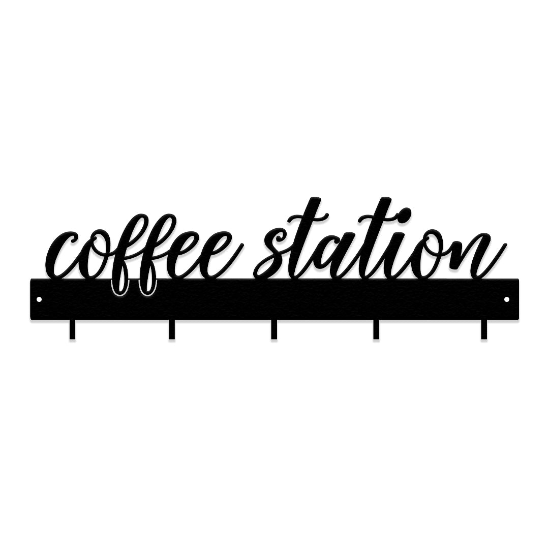 "coffee station" Wall Mounted Mug Rack
